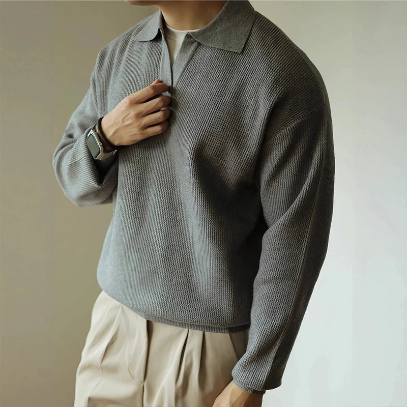 Long Sleeve Knit Polo Shirt