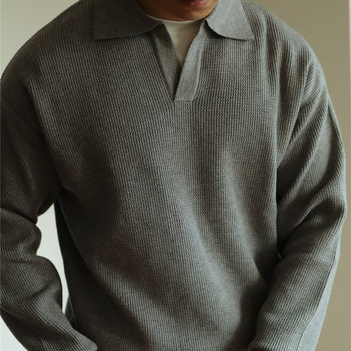 Long Sleeve Knit Polo Shirt