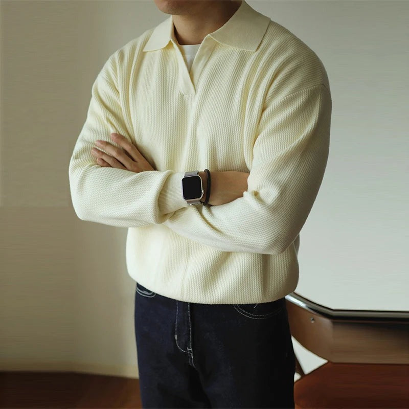 Long Sleeve Knit Polo Shirt