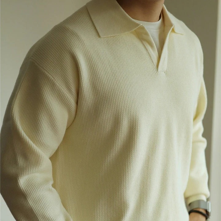 Long Sleeve Knit Polo Shirt