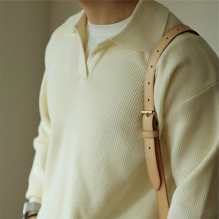 Long Sleeve Knit Polo Shirt