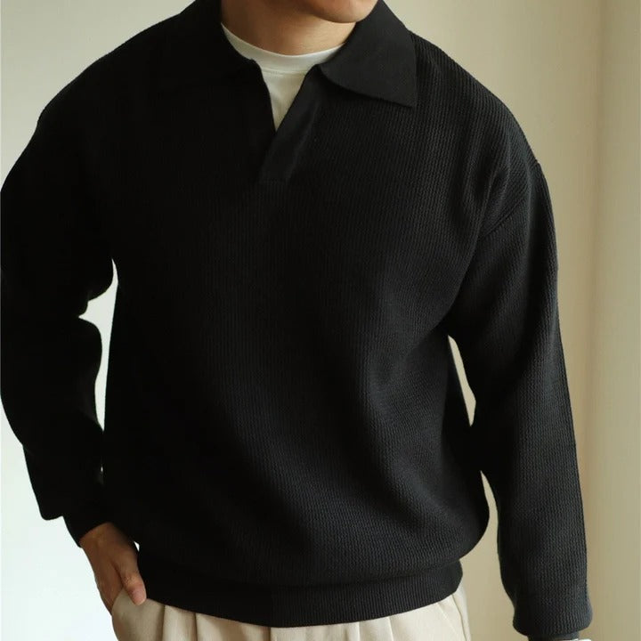 Long Sleeve Knit Polo Shirt