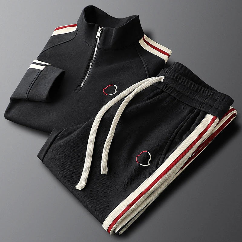 Quarter Zip Two Piece Set - Black