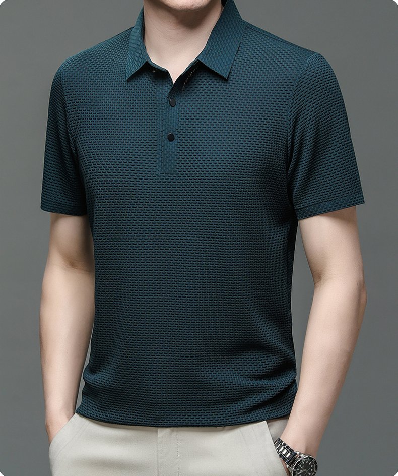 Men's Long-Sleeve Jacquard Polo Shirt