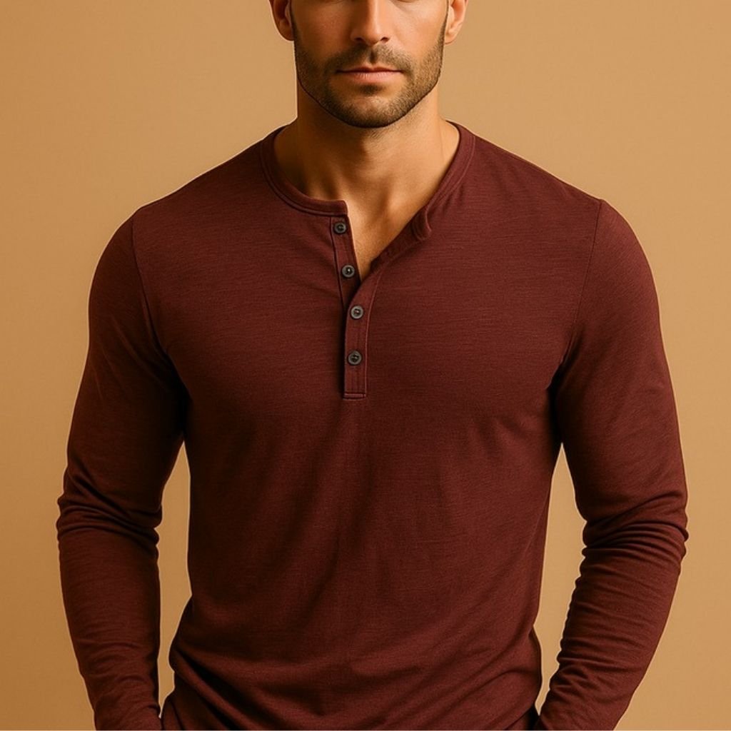 Men's Slim Henley - Red