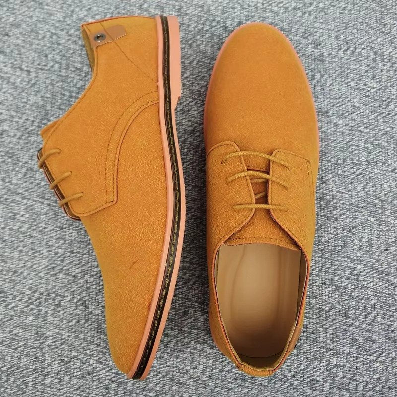 Men's Suede Lace-Up Derby Shoes - Camel