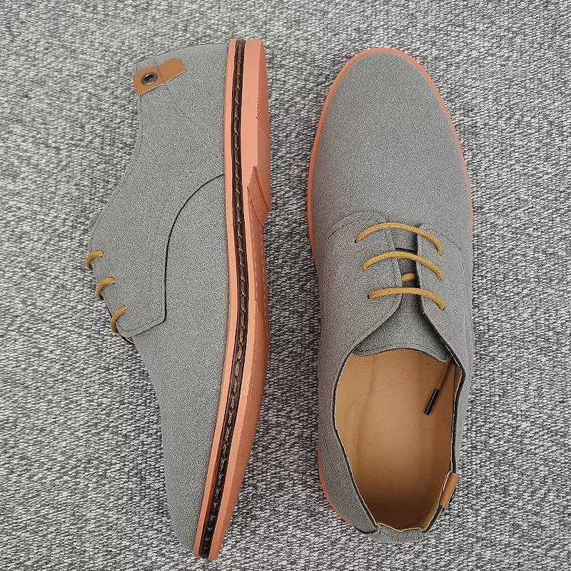 Men's Suede Lace-Up Derby Shoes - Gray