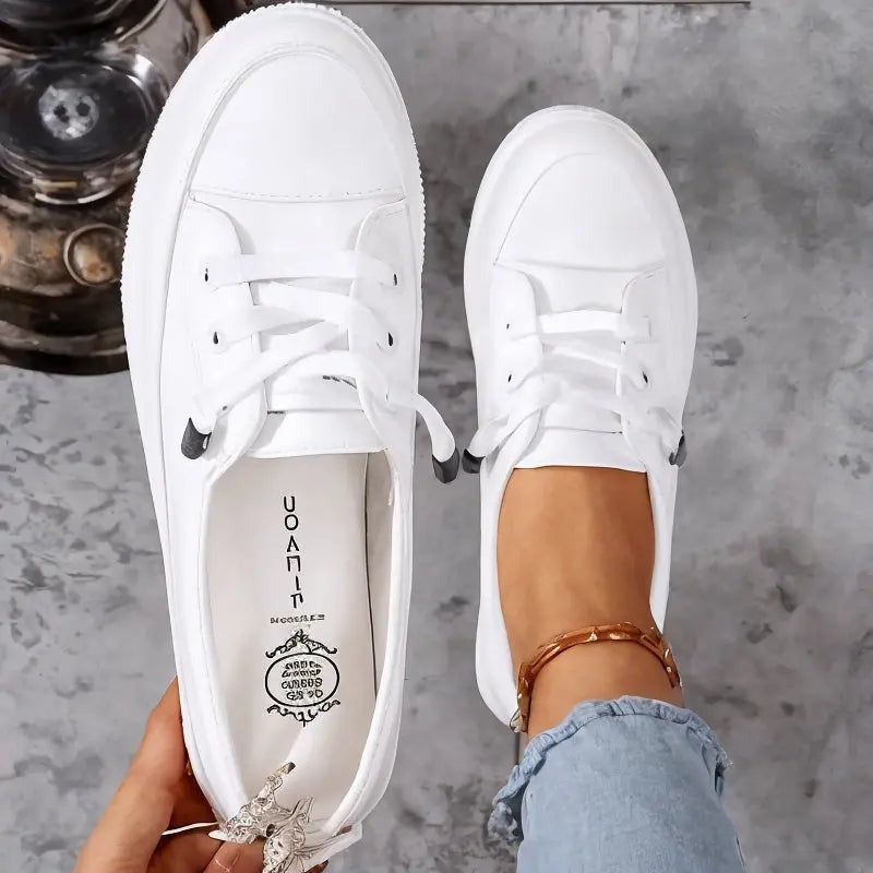 Low Top Platform Sneakers - White
