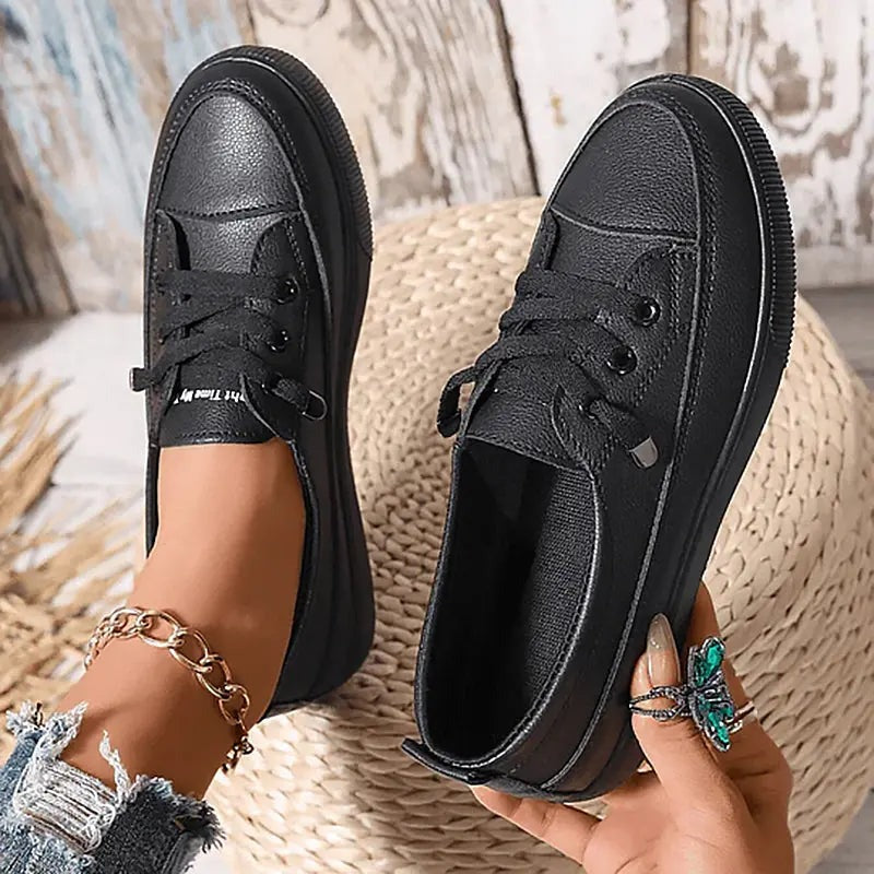 Low Top Platform Sneakers - Black