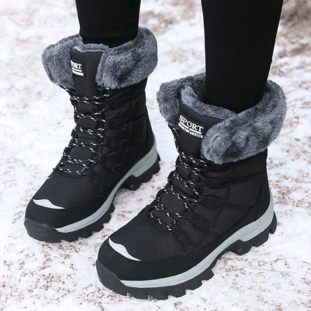 Faux Fur Snow Boots - Black