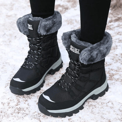 Faux Fur Snow Boots - Black
