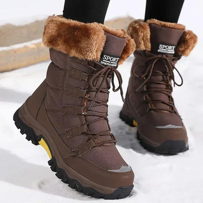 Faux Fur Snow Boots - Brown