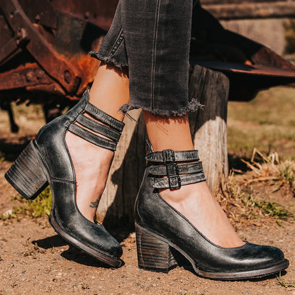 Block Heel Pumps - Black