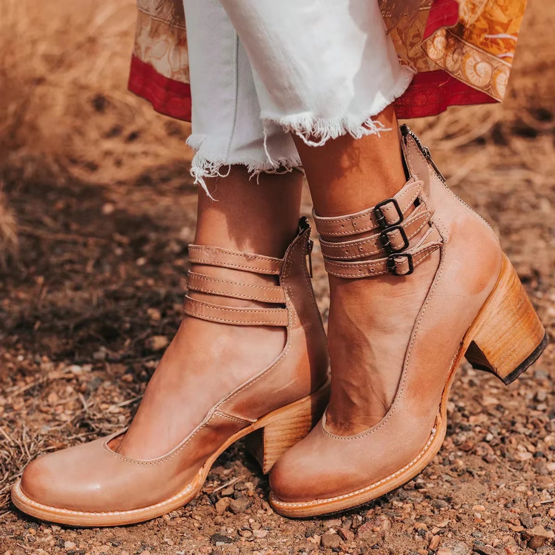 Block Heel Pumps - Beige (Sold Out)