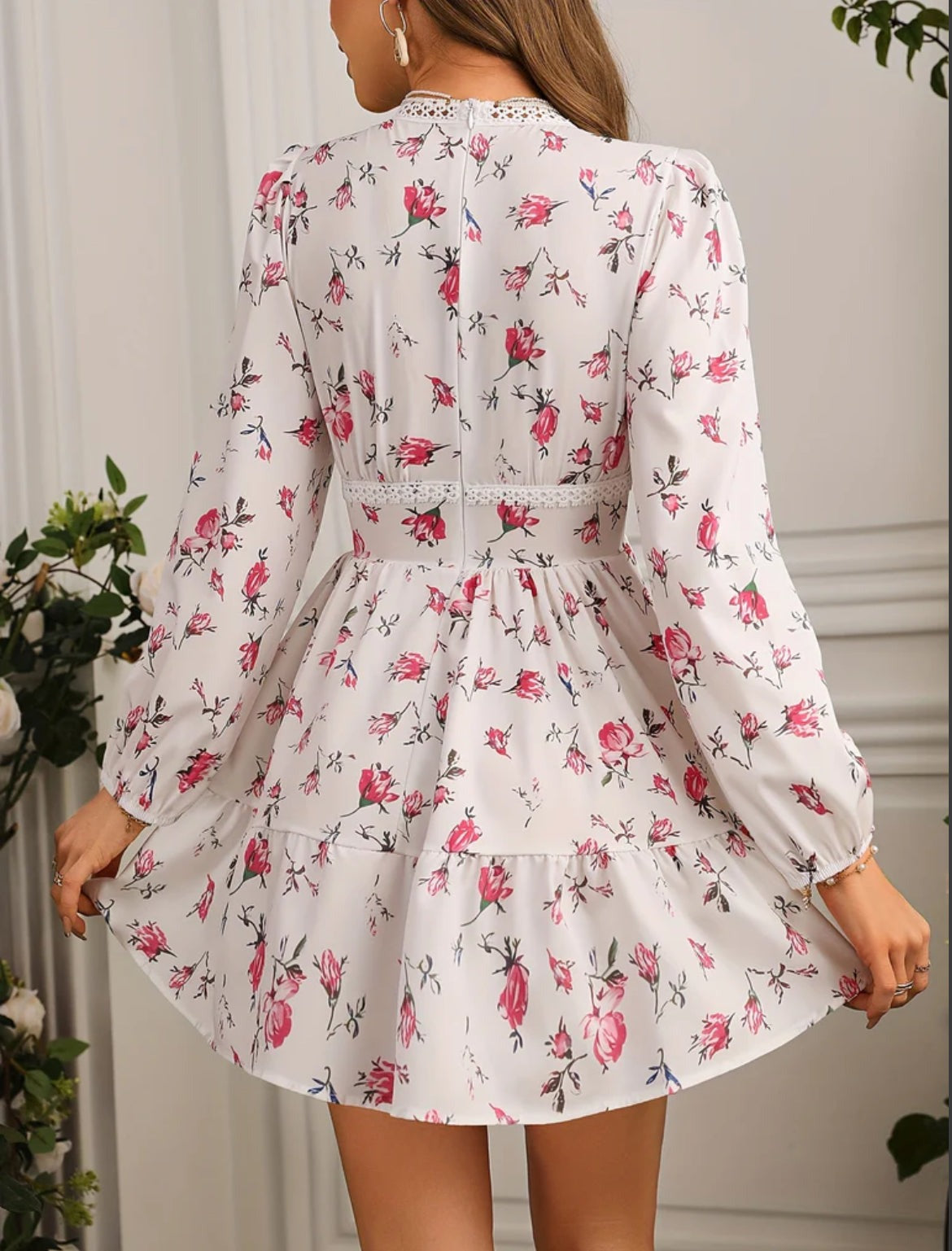 Floral Long Sleeve Mini Dress