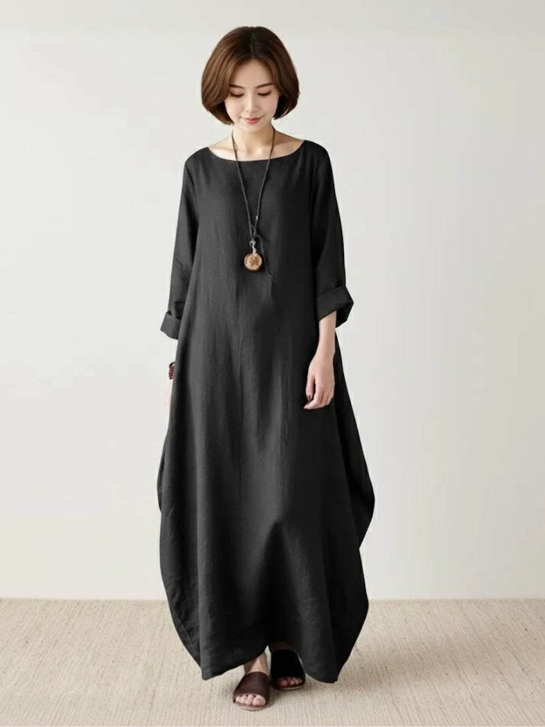 Casual Maxi Dress - Black