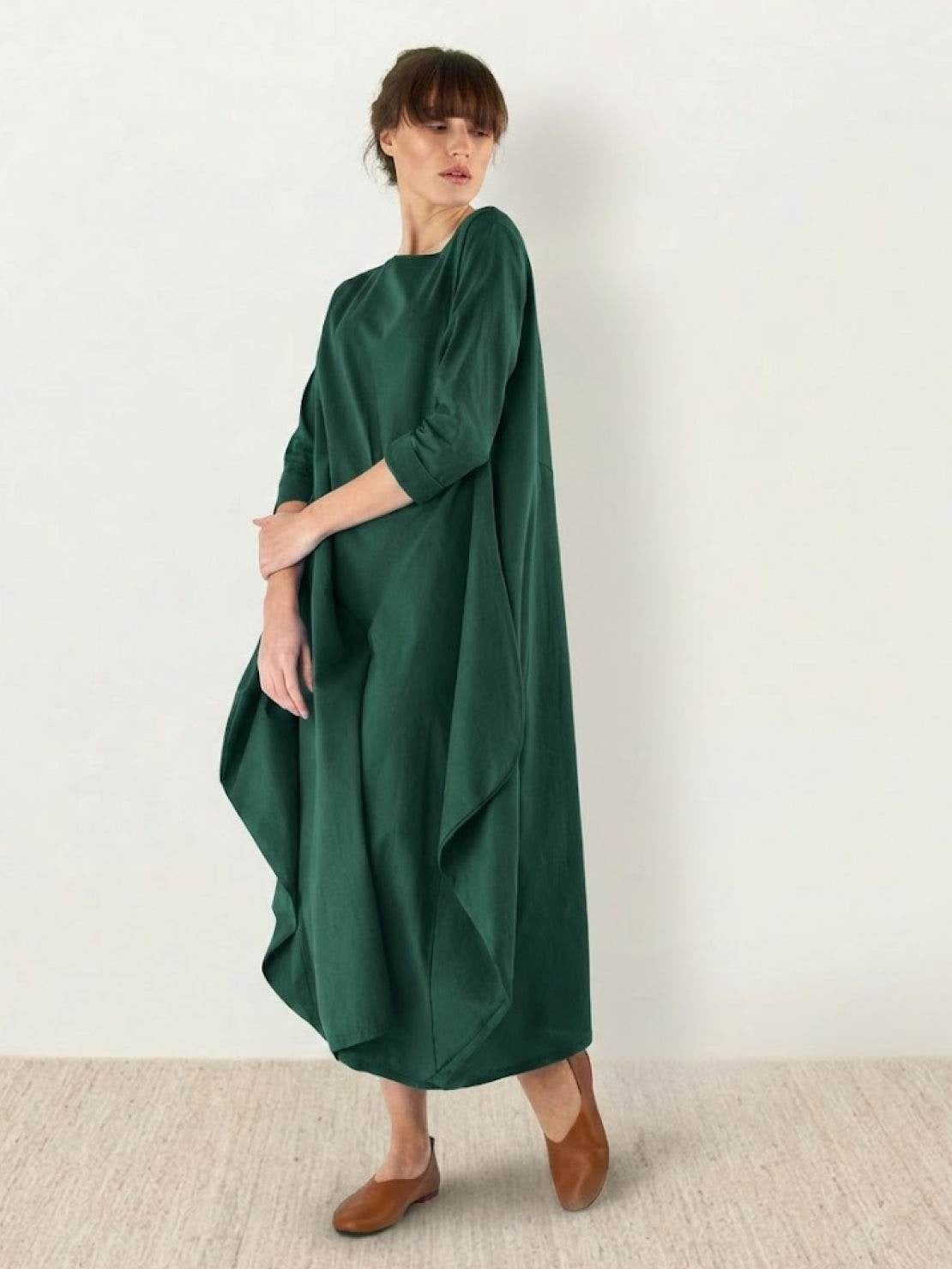 Casual Maxi Dress - Dark Green