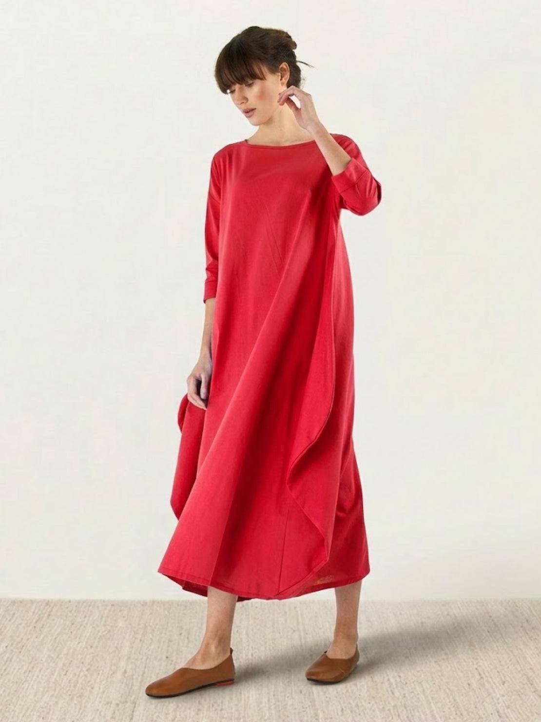 Casual Maxi Dress - Red