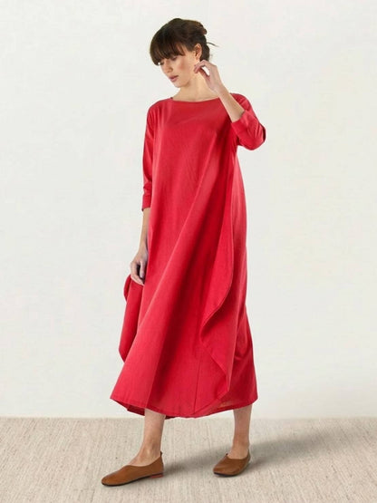Casual Maxi Dress - Red