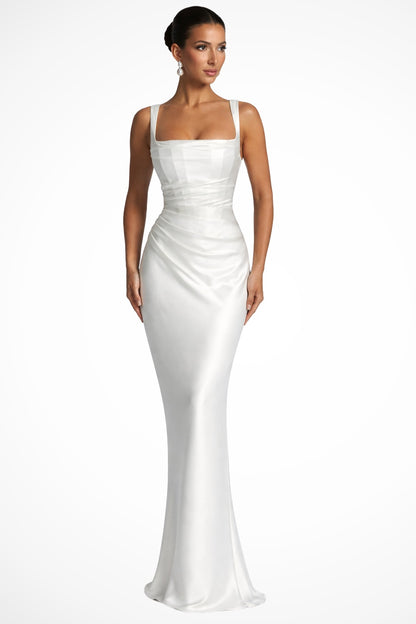 Formal Bodycon Maxi Dress - White