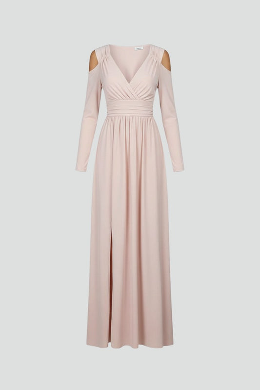 Cold Shoulder Wrap Maxi Dress