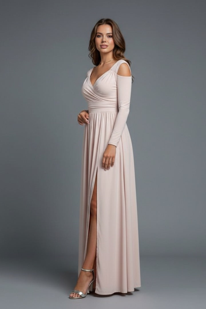 Cold Shoulder Wrap Maxi Dress