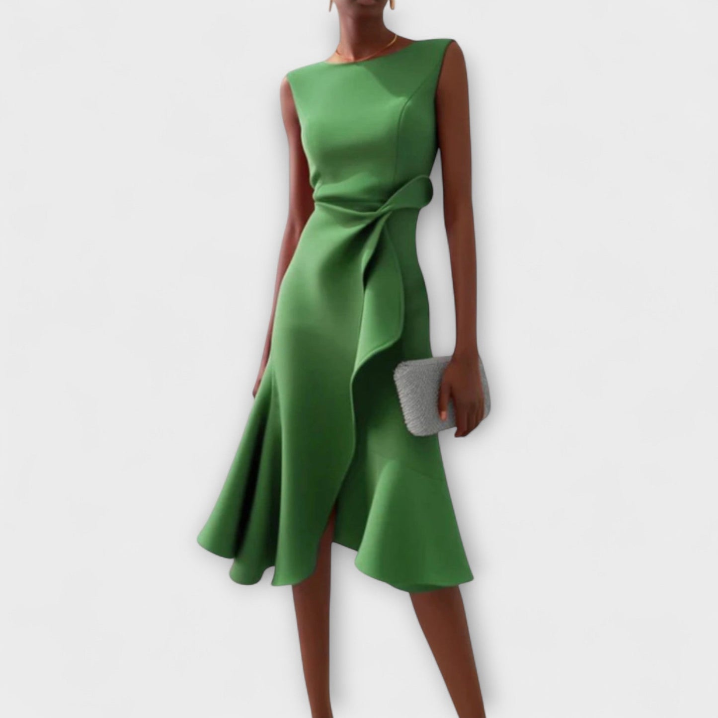 Formal Wedding Guest Midi Dress - Green
