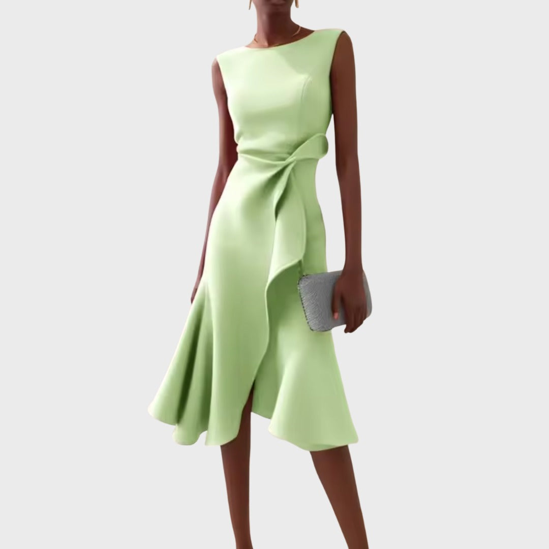 Formal Wedding Guest Midi Dress - Light Green