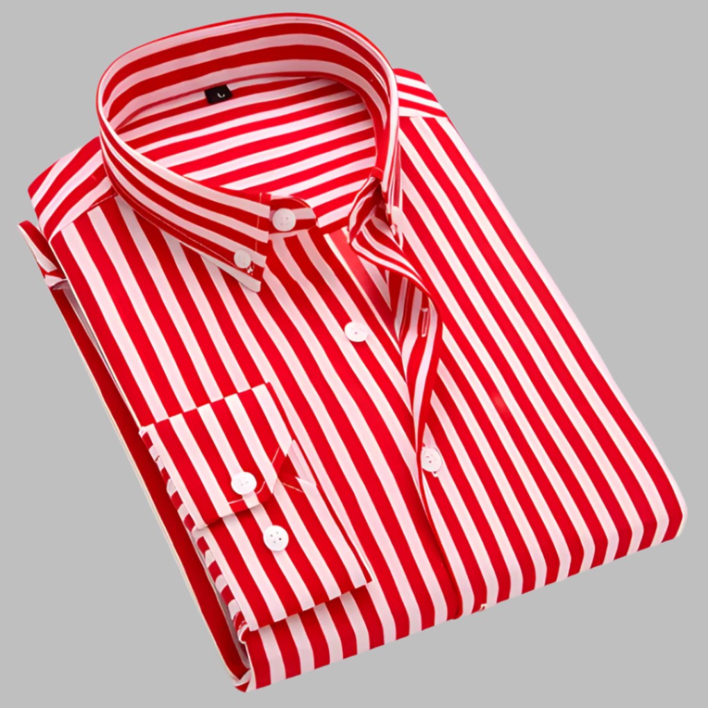 Long Sleeve Striped Shirt - Red