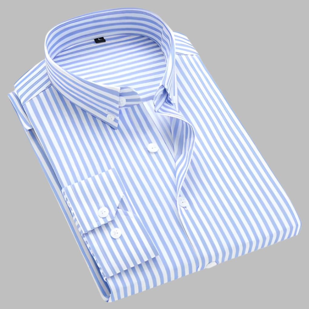 Long Sleeve Striped Shirt - Lightblue