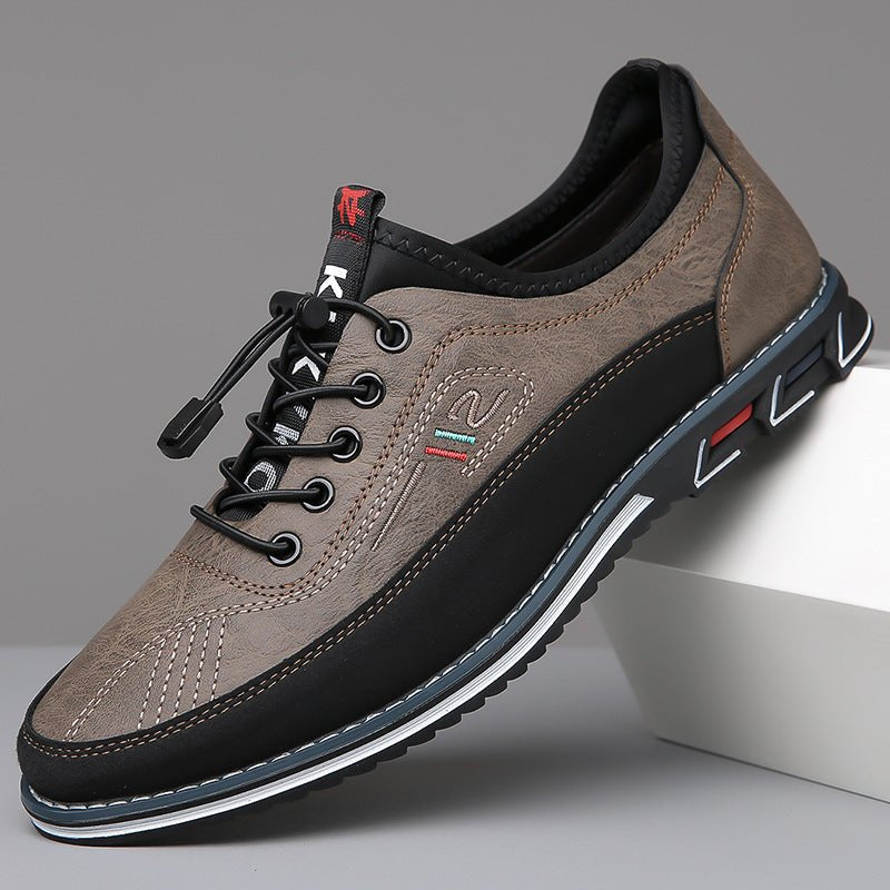 Men's Leather Slip-On Sneakers - Stone Gray