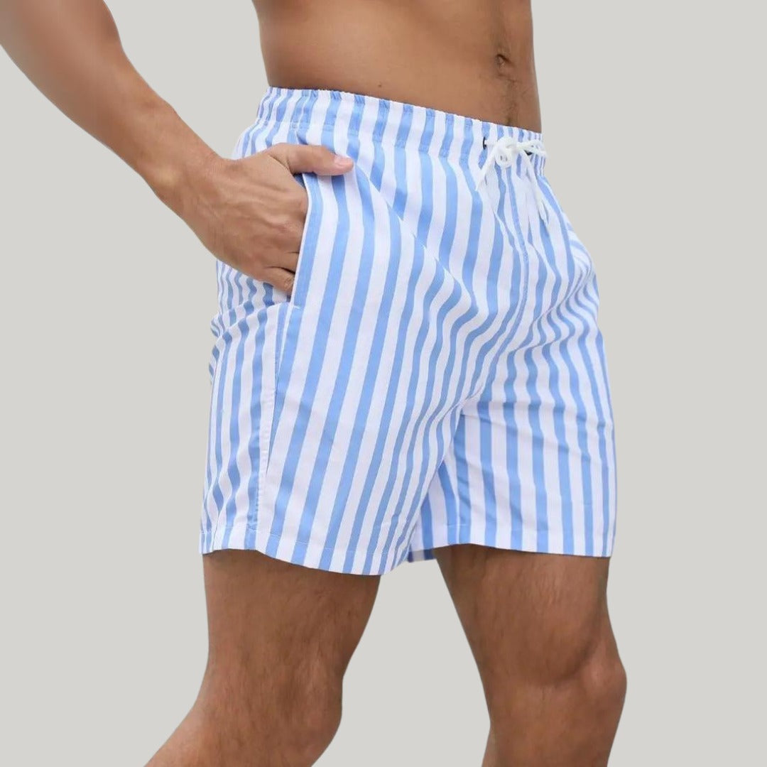Striped Swim Trunks - Royal Blue
