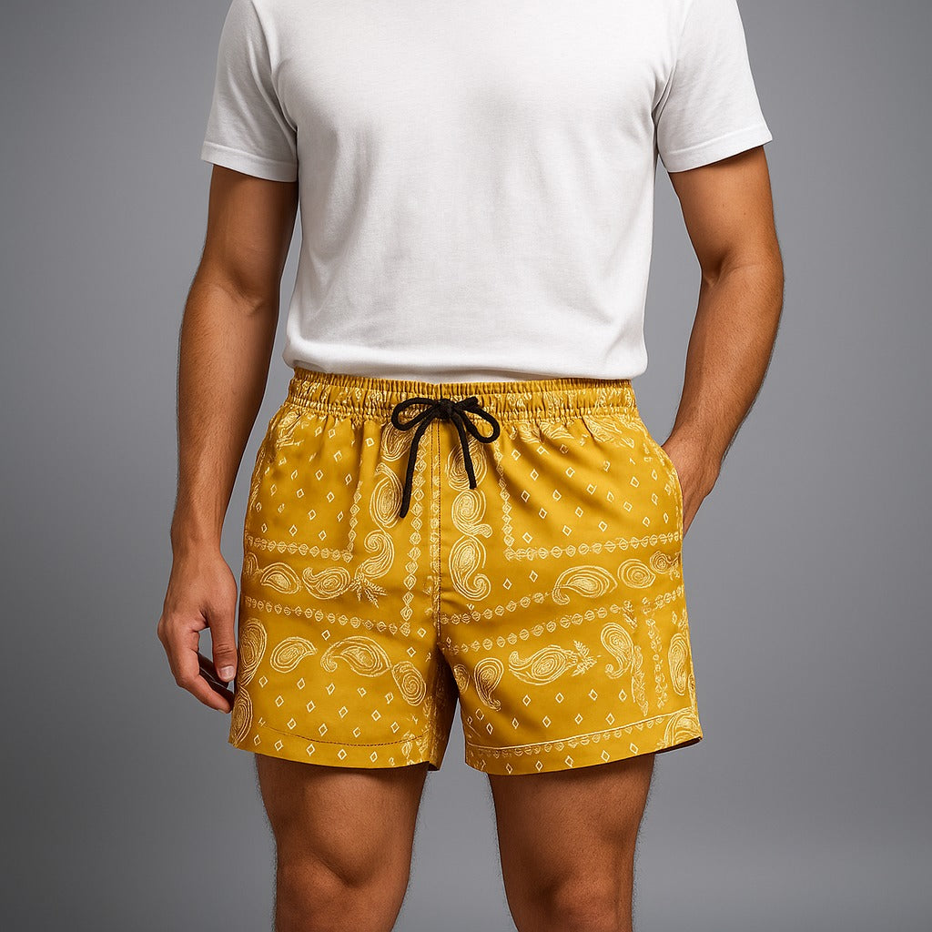 Printed Swim Shorts - Gold