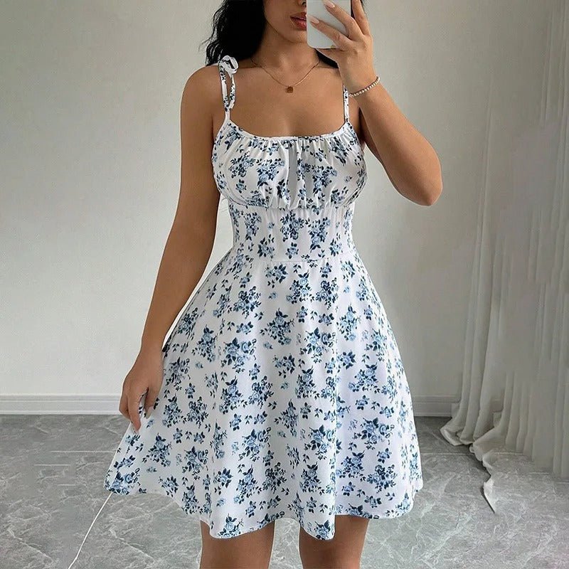 Women's Floral Ruched Mini Sundress - 5