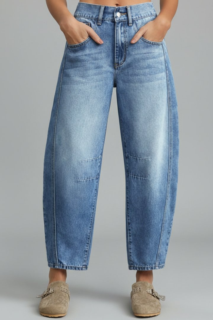 Women's High-Rise Barrel Jeans - Blue