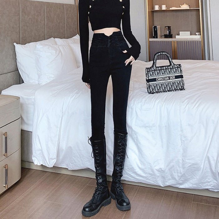 Women's High-Waisted Skinny Jeans - Black