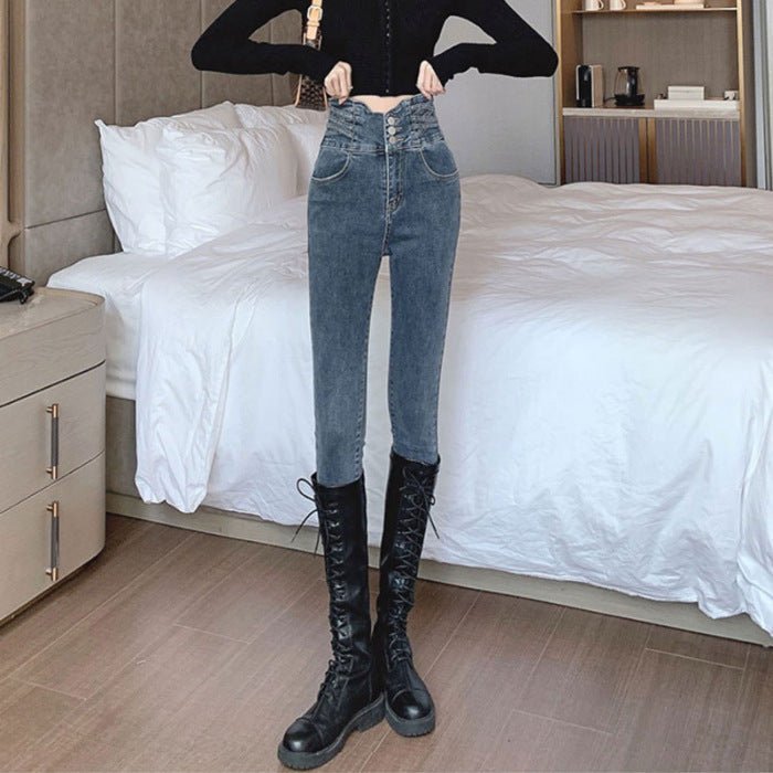 Women's High-Waisted Skinny Jeans - Blue