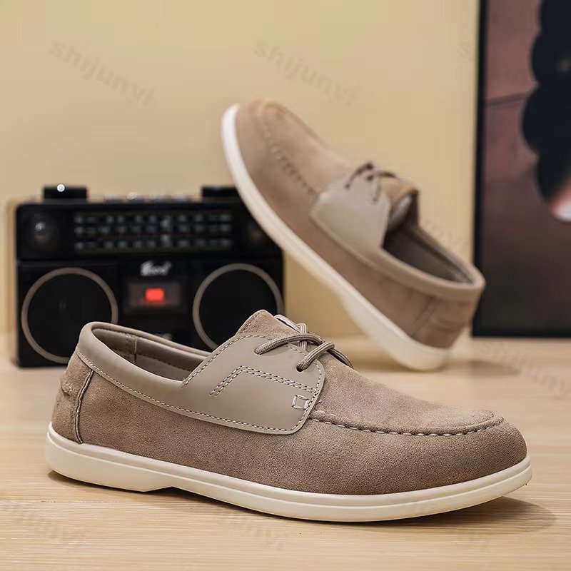 Men's Suede Moc-Toe Boat Shoes - Khaki