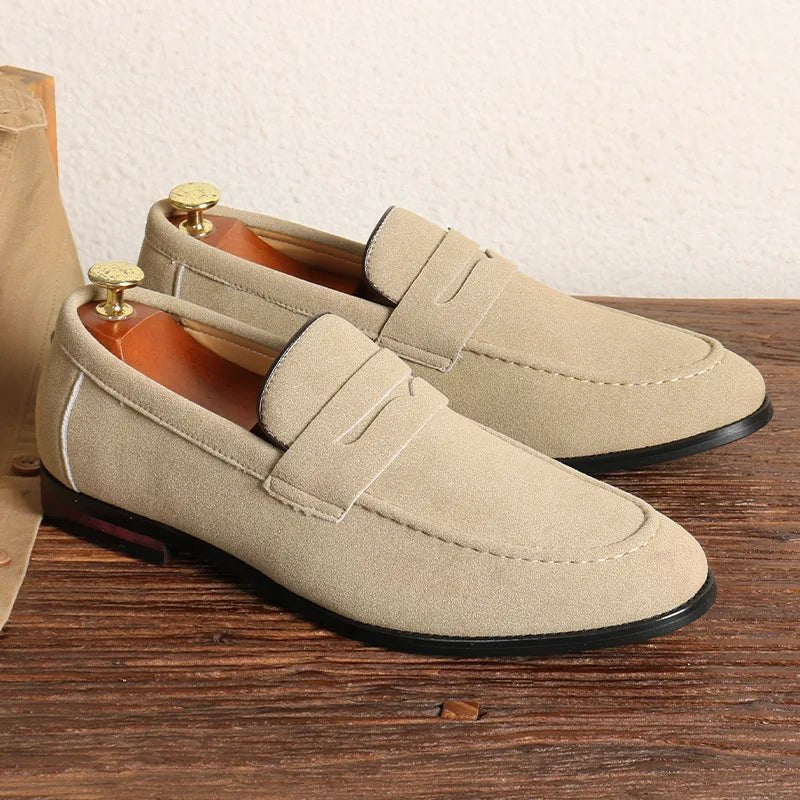 Men's Suede Penny Loafers - Beige