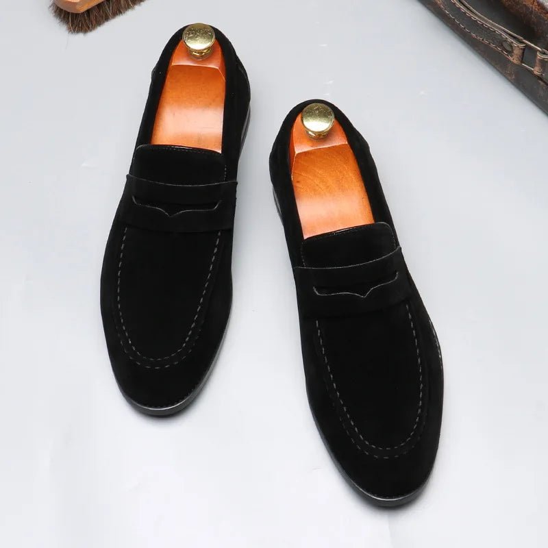 Men's Suede Penny Loafers - Black