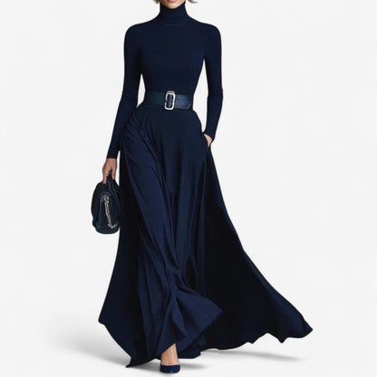 Formal Long Sleeve Maxi Dress - Blue