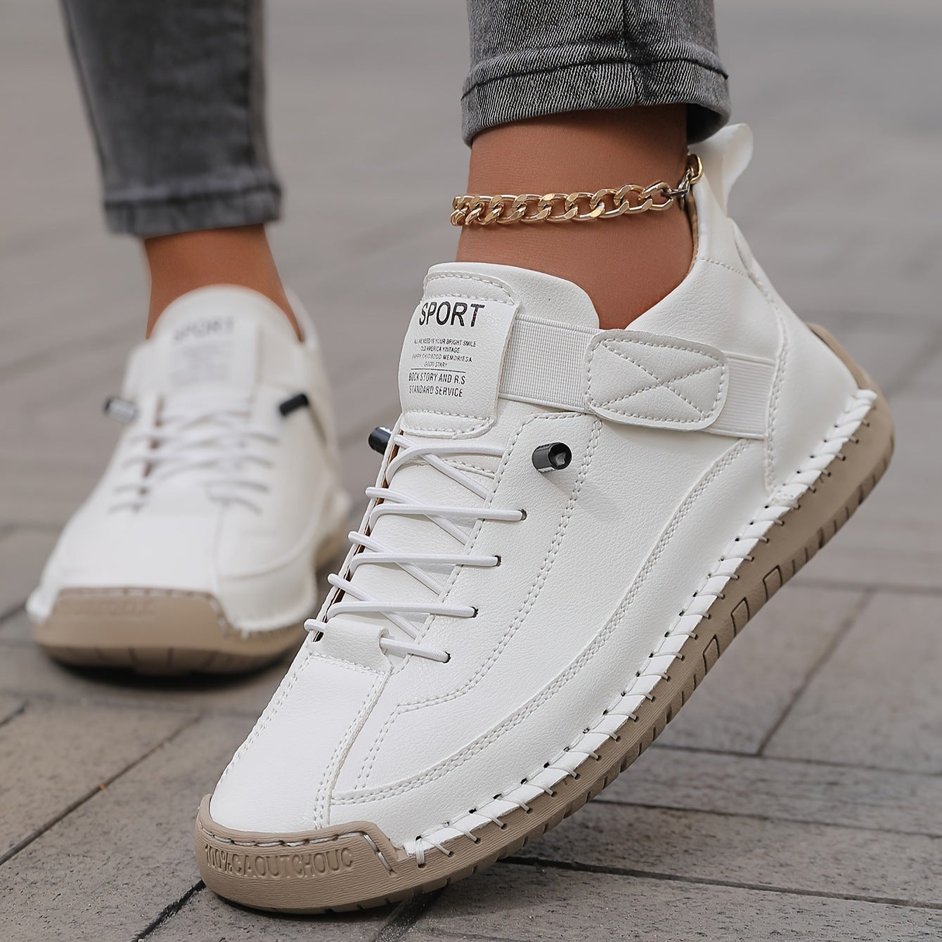 Casual Lace Up Sneakers - White