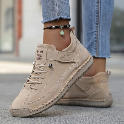 Casual Lace Up Sneakers - Beige
