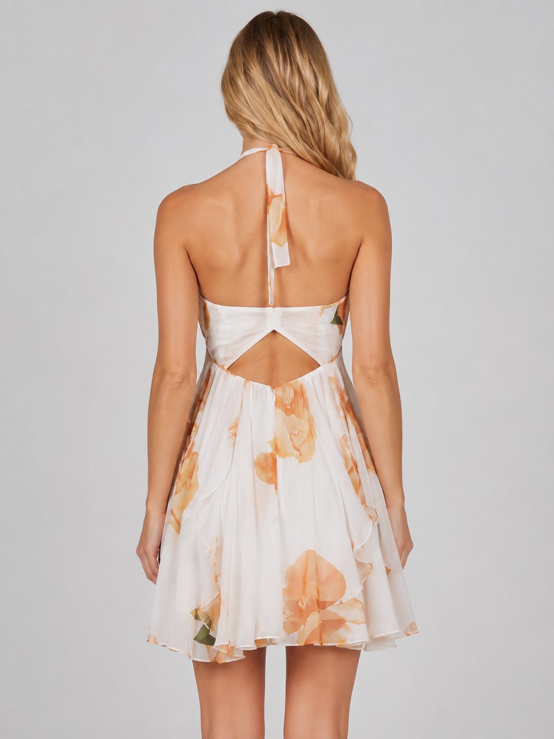 Women's Floral Chiffon Halter Dress