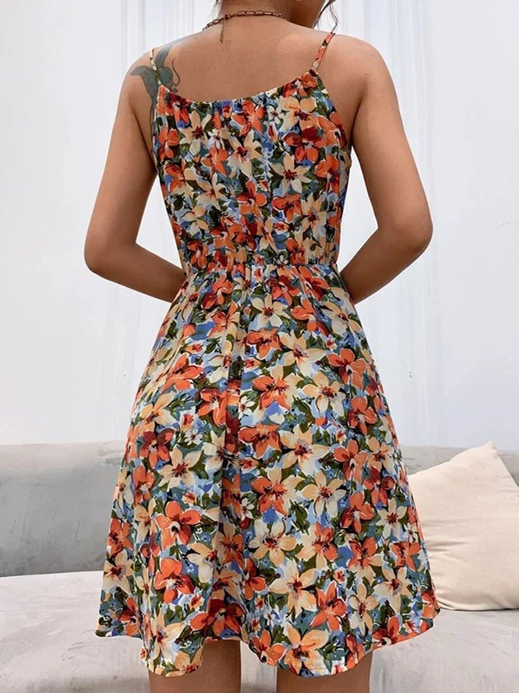 Women's Floral Chiffon Mini Dress