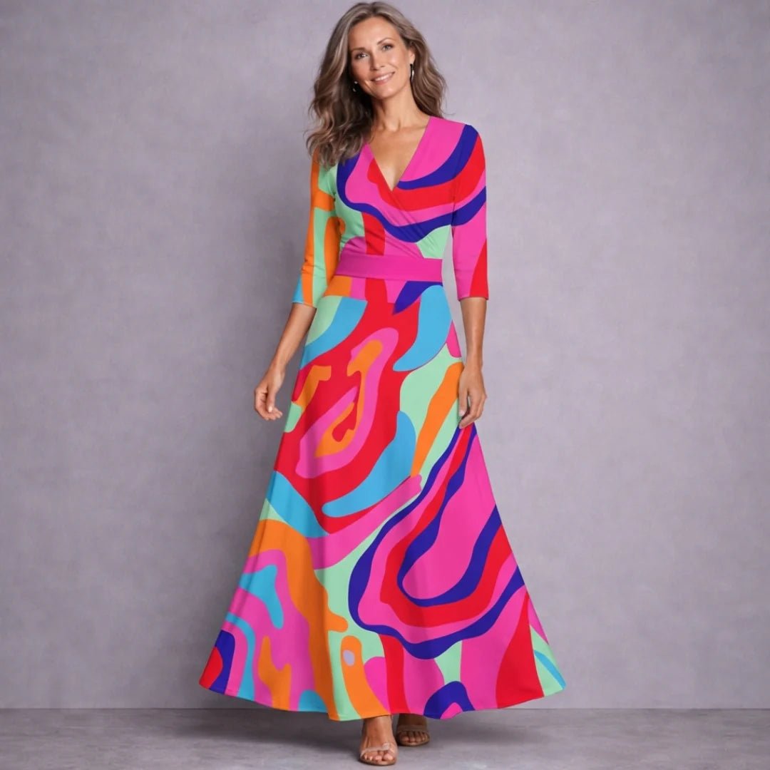 Women's Floral Wedding Guest Maxi Dress - Multicolor
