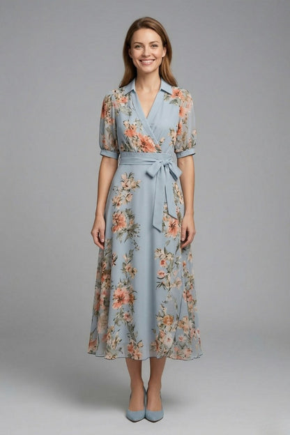 Satin Slip Maxi Dress - Blue