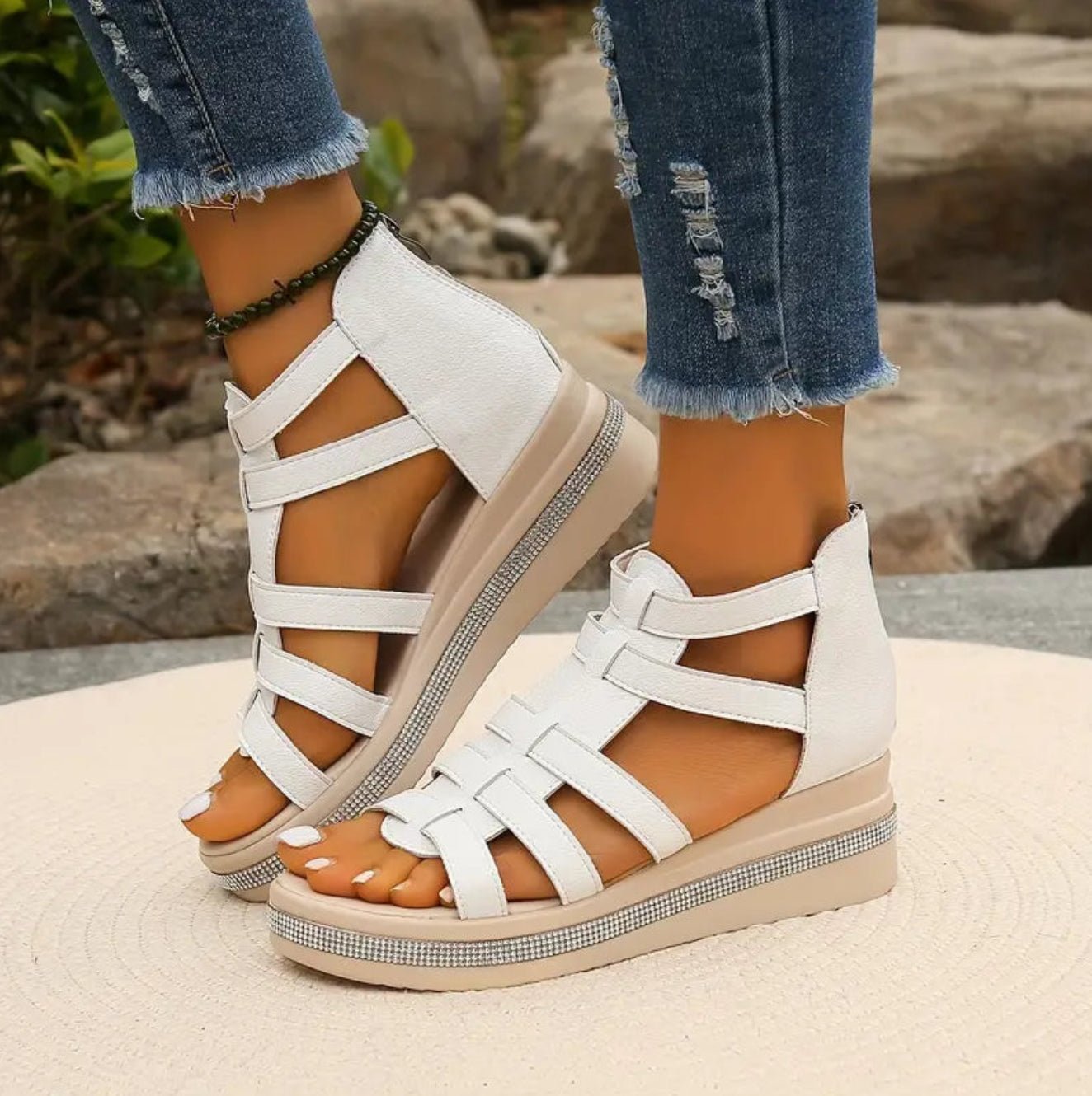 Women's Gladiator Wedge Sandals - White