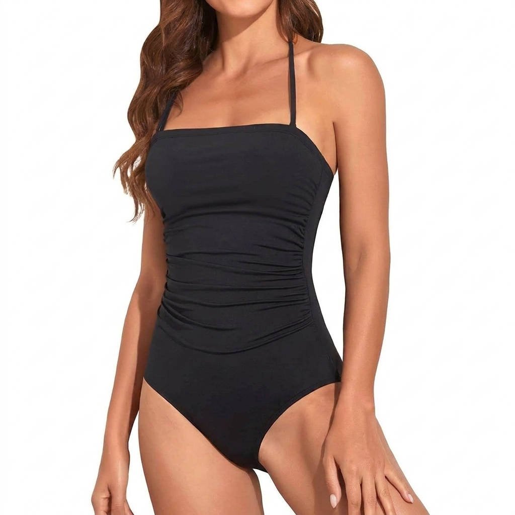 Women's Halter One-Piece Swimsuit - Black