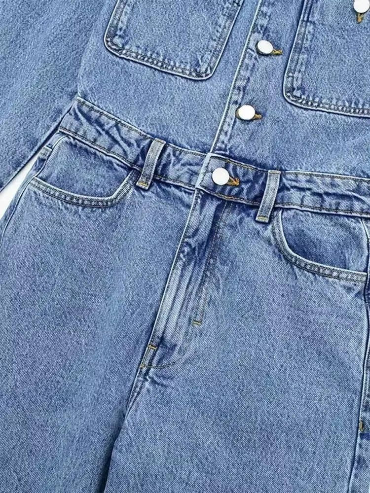 Women's High-Waisted Denim Two-Piece Set
